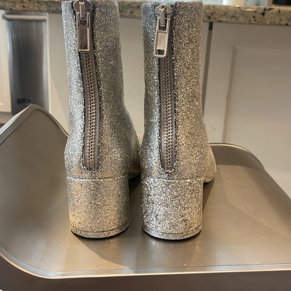 NIB MM6 MAISON MARGIELA SILVER GLITTER ANKLE ZIP UP BOOT . 39/8.5 - Picture 5 of 9